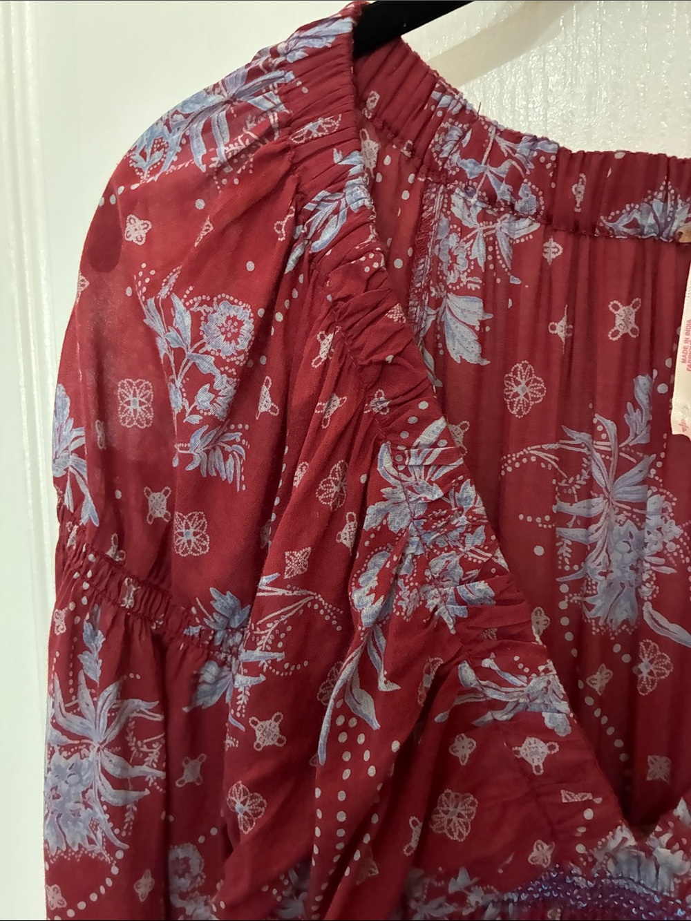 Free People Wine Floral Golden Hour Boho Long Sleeve Maxi Dress - Picture 5 of 11